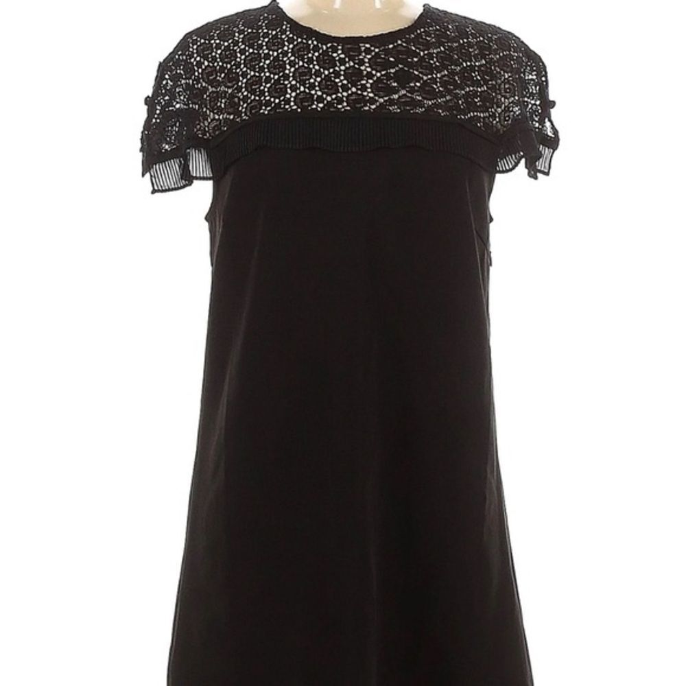 Sugarlips Black Lace Mini Dress Medium Ruffle LBD Y2K Cocktail Party Flirty Cute